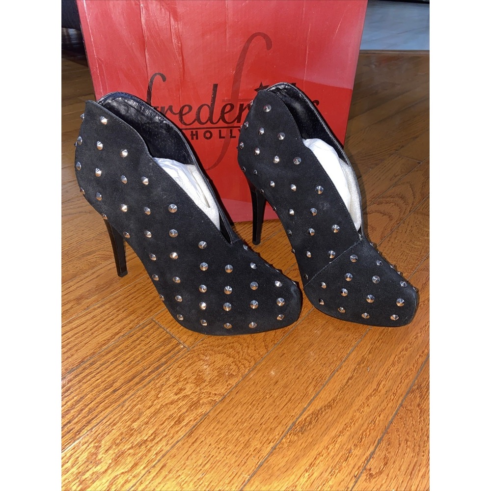 Frederick's Of Hollywood Platform Heels Stiletto Booties Studded‎ Black Size 10